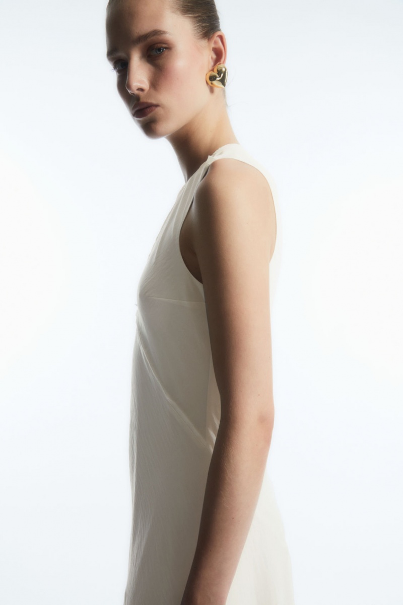 Dámské Šaty COS Floaty Asymmetric Midi Bílé | RGOX-02389