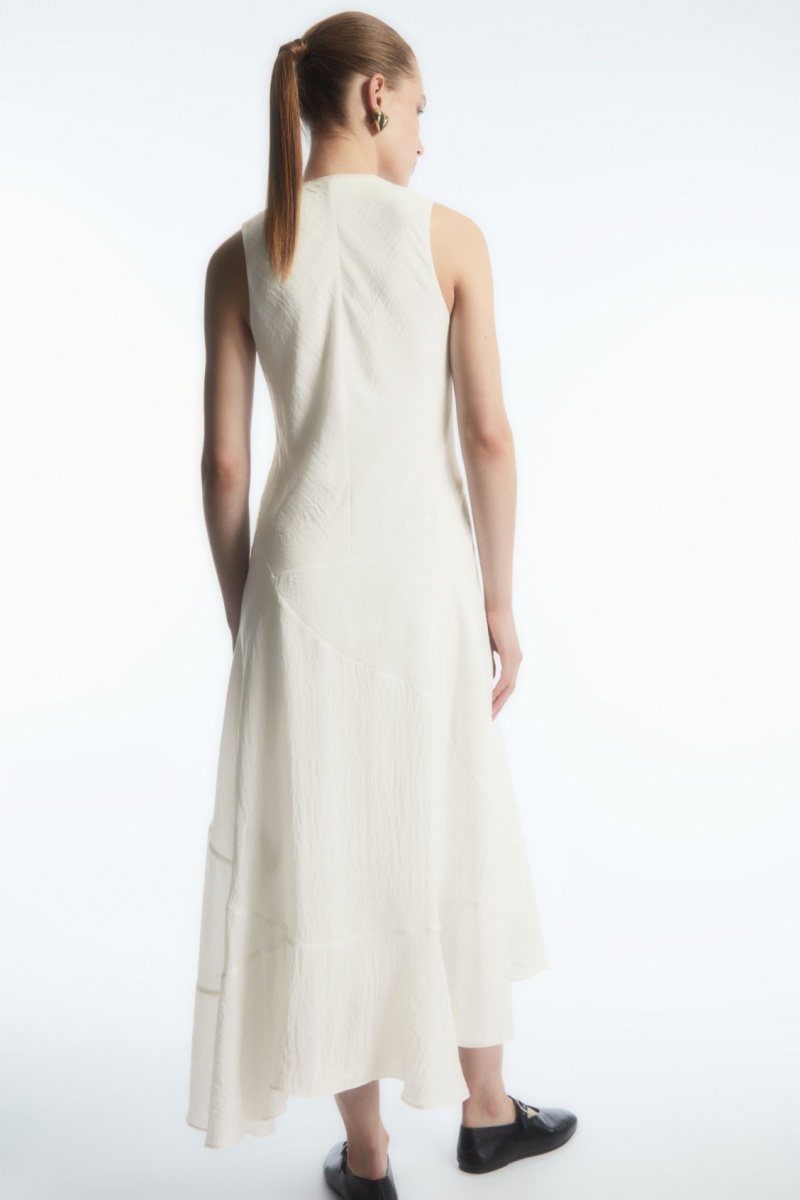 Dámské Šaty COS Floaty Asymmetric Midi Bílé | RGOX-02389