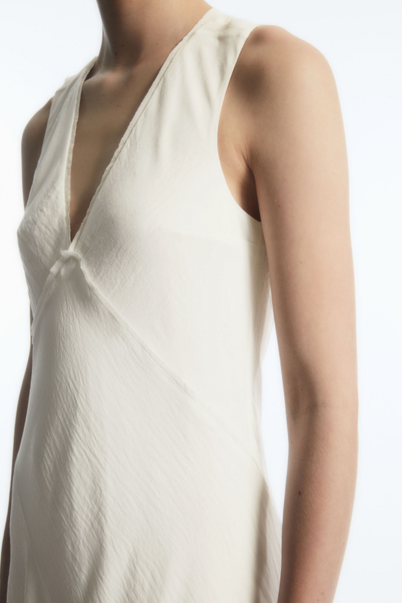 Dámské Šaty COS Floaty Asymmetric Midi Bílé | RGOX-02389