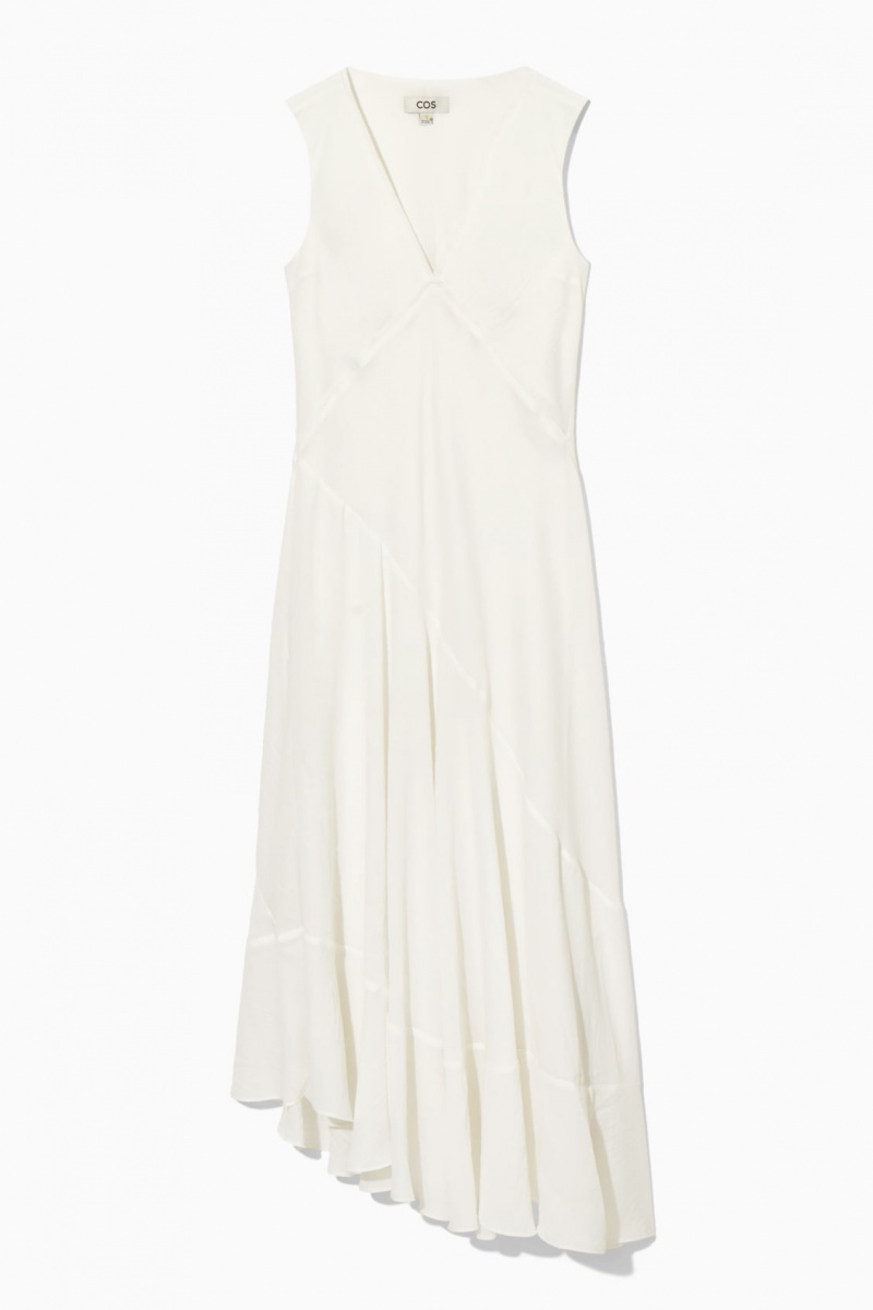 Dámské Šaty COS Floaty Asymmetric Midi Bílé | RGOX-02389