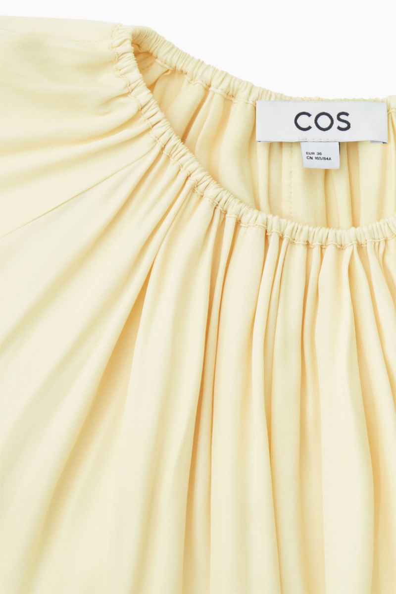 Dámské Šaty COS Floaty Gathered Midi Žluté | DRVU-58679