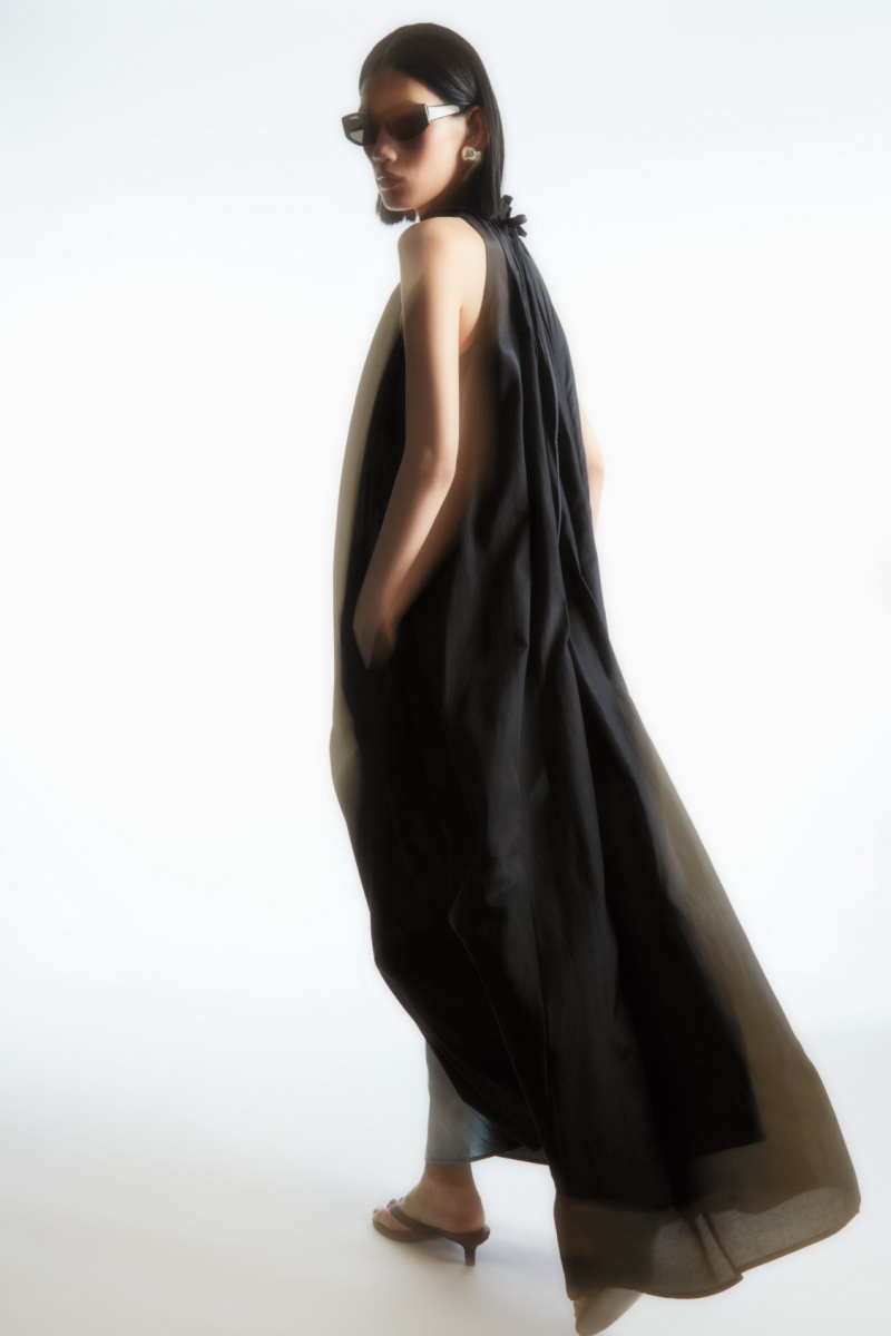 Dámské Šaty COS Floral-Print Silk-Blend Maxi Černé | YZCU-03298