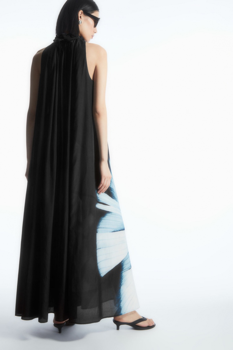 Dámské Šaty COS Floral-Print Silk-Blend Maxi Černé | YZCU-03298