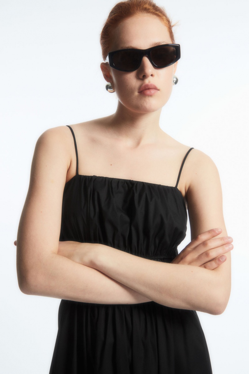 Dámské Šaty COS Gathered Bustier Midi Černé | LOWU-92716