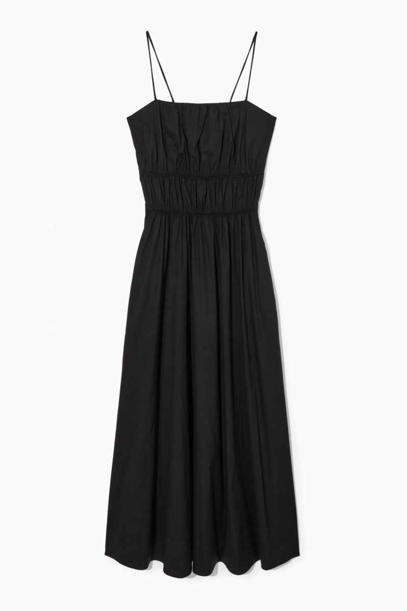 Dámské Šaty COS Gathered Bustier Midi Černé | LOWU-92716