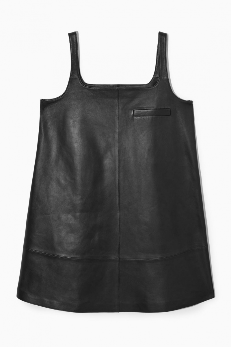 Dámské Šaty COS Læder Mini Pinafore Černé | RAPG-42136