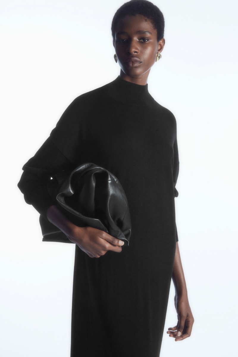 Dámské Šaty COS Lehké Merino-Vlna Turtleneck Černé | KXEB-35478
