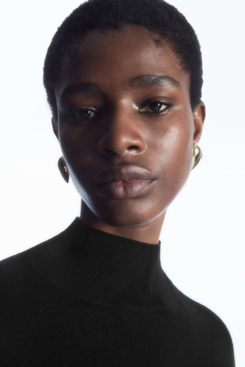 Dámské Šaty COS Lehké Merino-Vlna Turtleneck Černé | KXEB-35478
