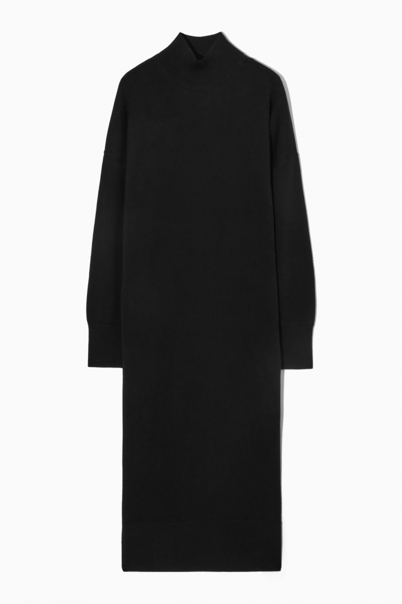 Dámské Šaty COS Lehké Merino-Vlna Turtleneck Černé | KXEB-35478