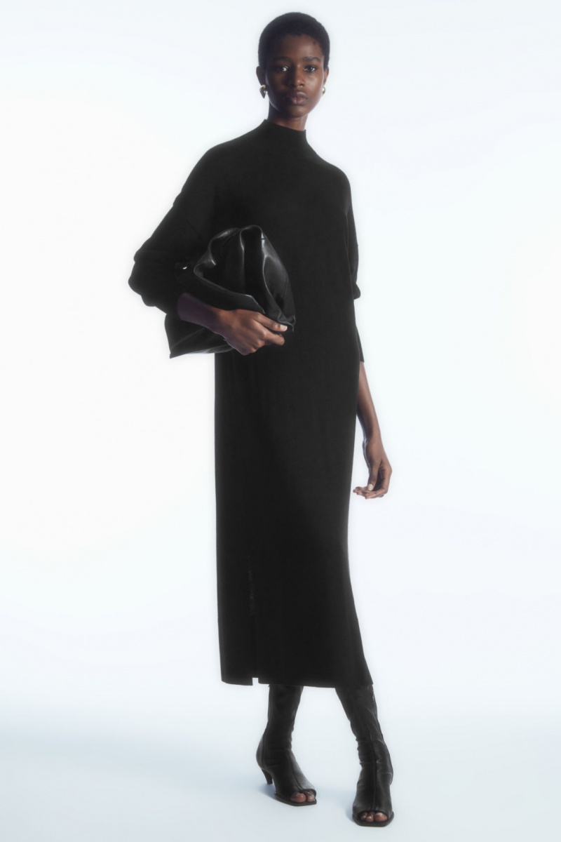 Dámské Šaty COS Lehké Merino-Vlna Turtleneck Černé | KXEB-35478