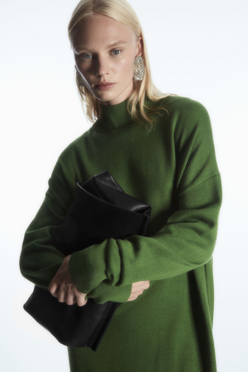 Dámské Šaty COS Lehké Merino-Vlna Turtleneck Zelene | CXZQ-96072