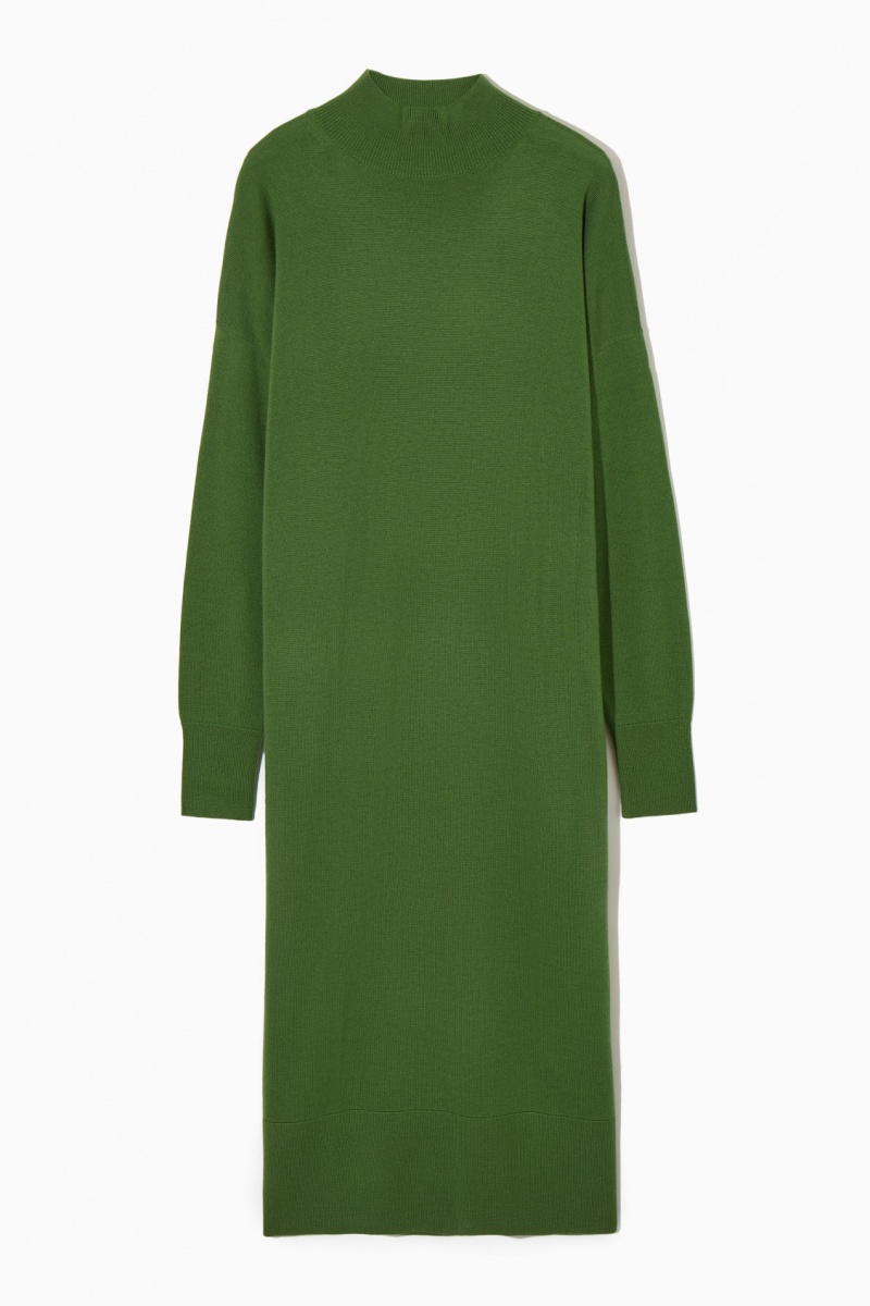 Dámské Šaty COS Lehké Merino-Vlna Turtleneck Zelene | CXZQ-96072