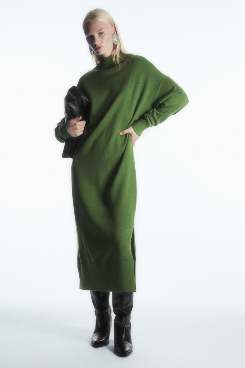Dámské Šaty COS Lehké Merino-Vlna Turtleneck Zelene | CXZQ-96072