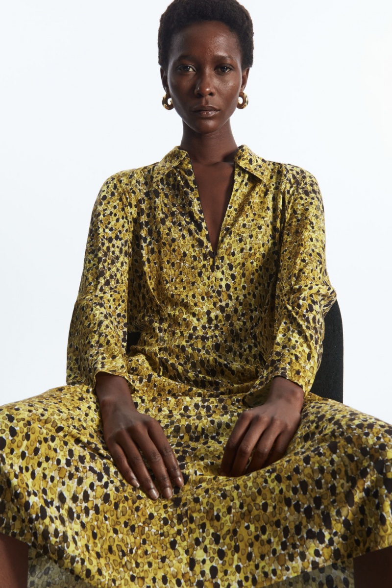 Dámské Šaty COS Leopard-Print Midi Žluté Leopard | CMED-94780
