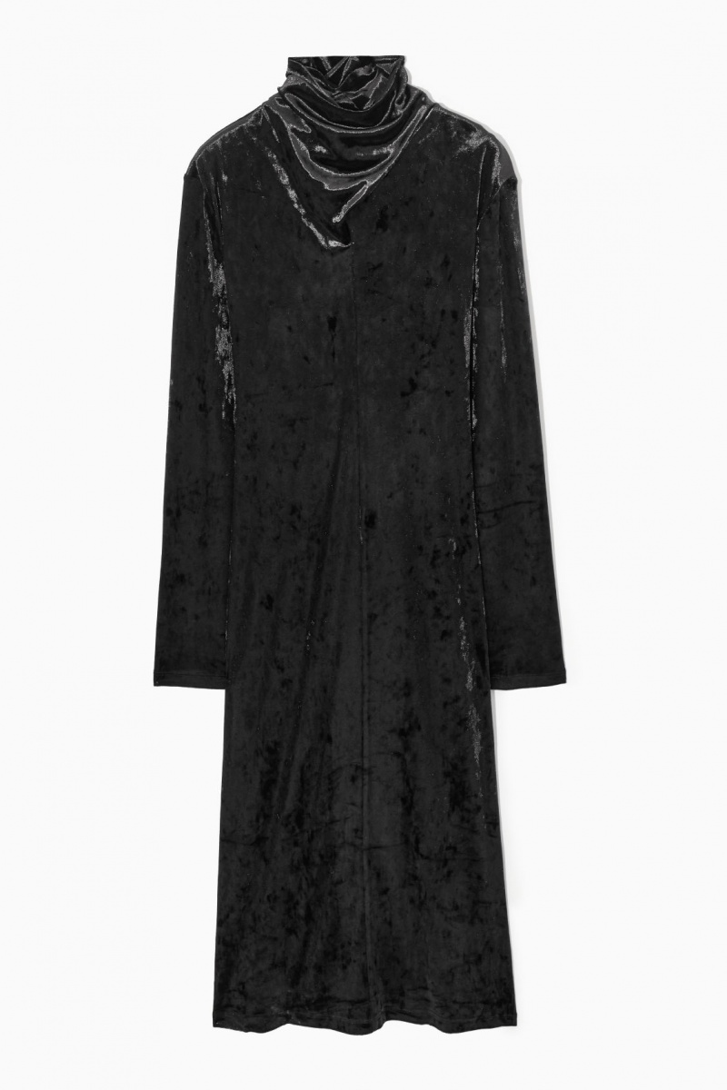Dámské Šaty COS Open-Back Velvet Midi Černé | KGMH-45609