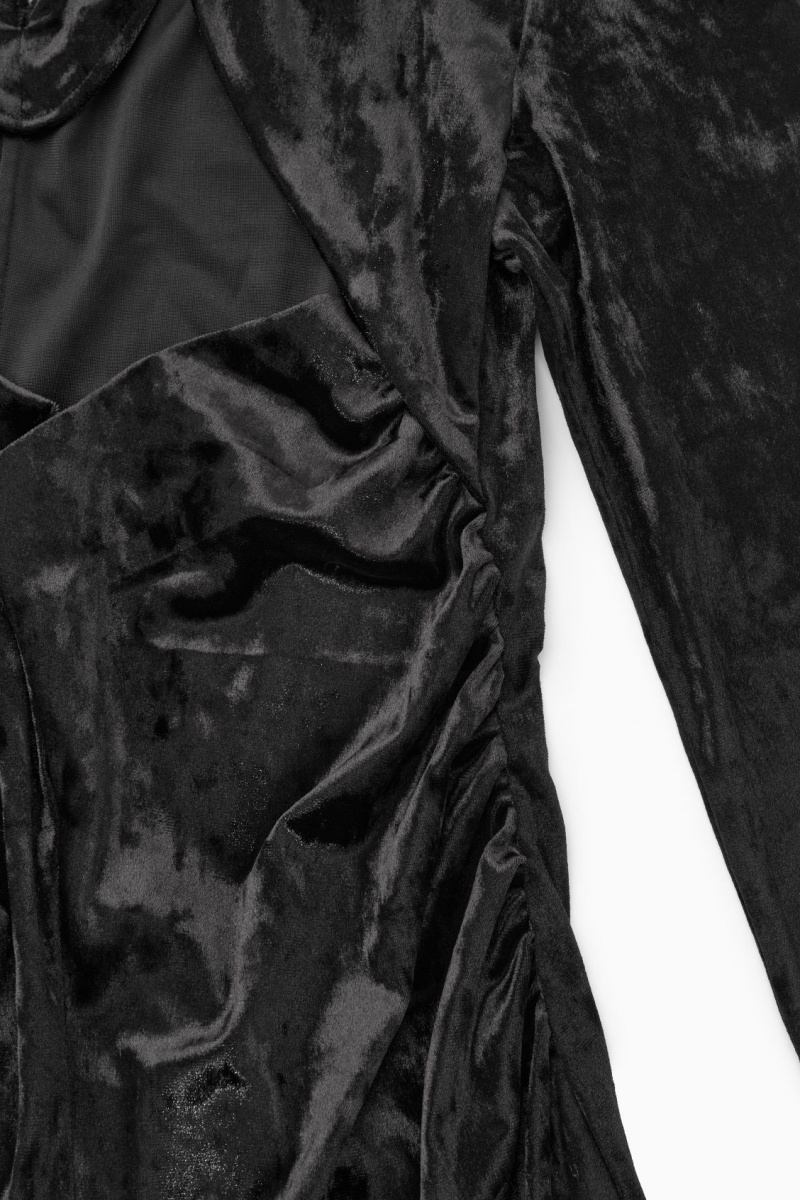 Dámské Šaty COS Open-Back Velvet Midi Černé | KGMH-45609