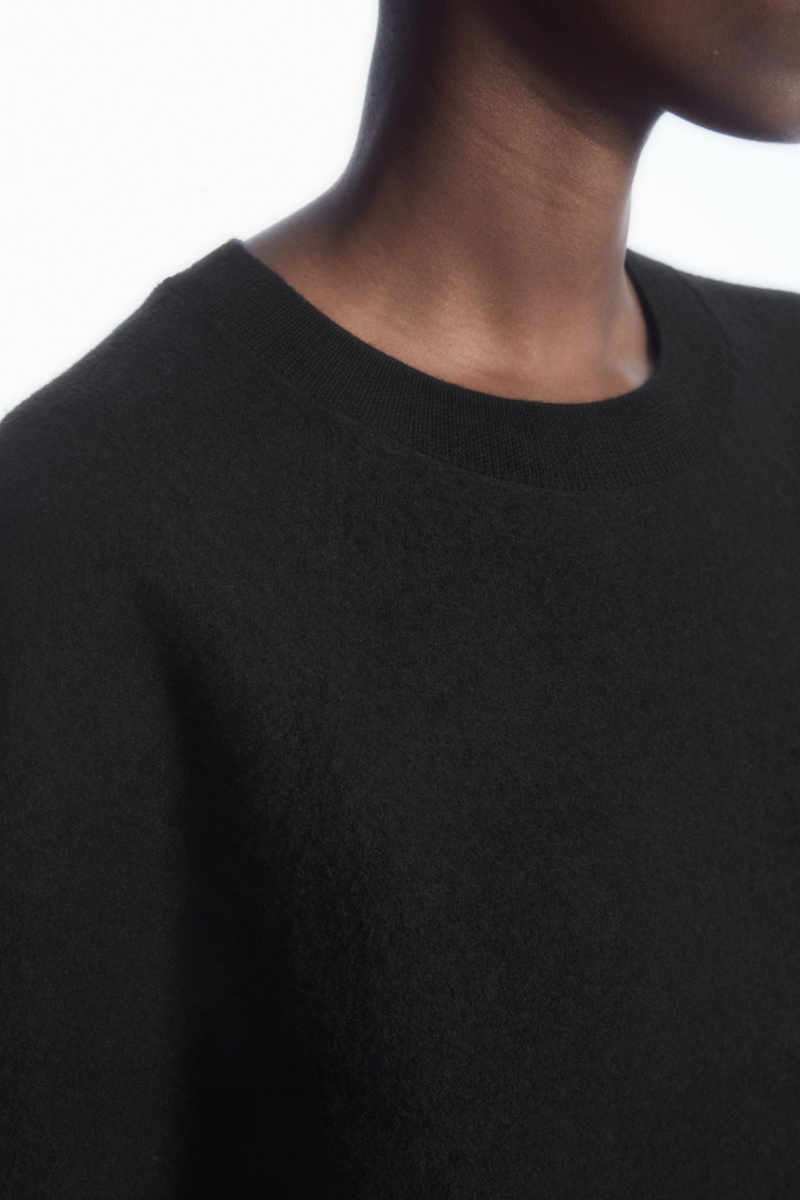 Dámské Šaty COS Oversized-Fit Vlna T-Shirt Černé | MOAE-49720