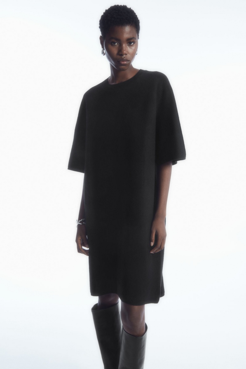 Dámské Šaty COS Oversized-Fit Vlna T-Shirt Černé | MOAE-49720