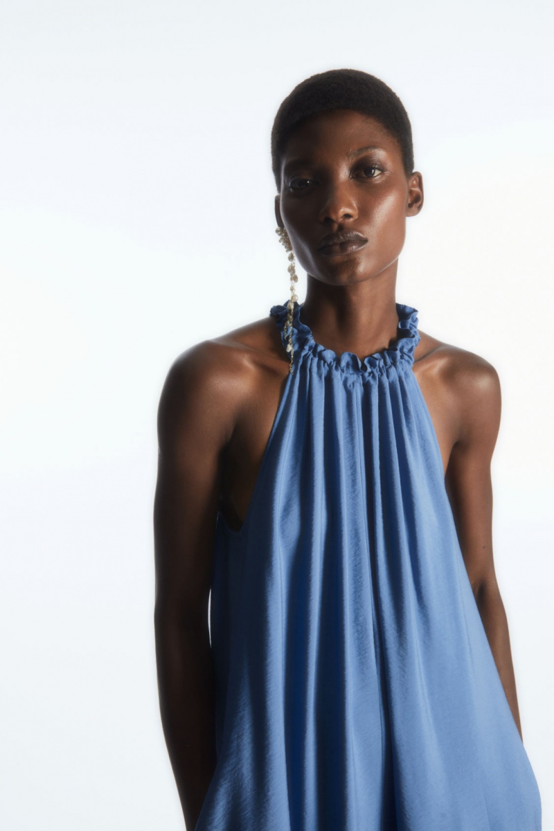 Dámské Šaty COS Oversized Gathered Maxi Blankyt | UPKE-14309