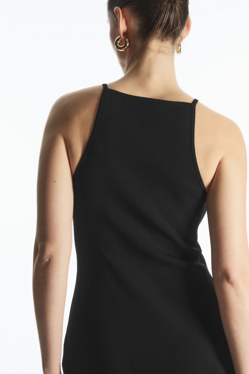 Dámské Šaty COS Pletené Bodycon Mini Černé | QSPK-38794
