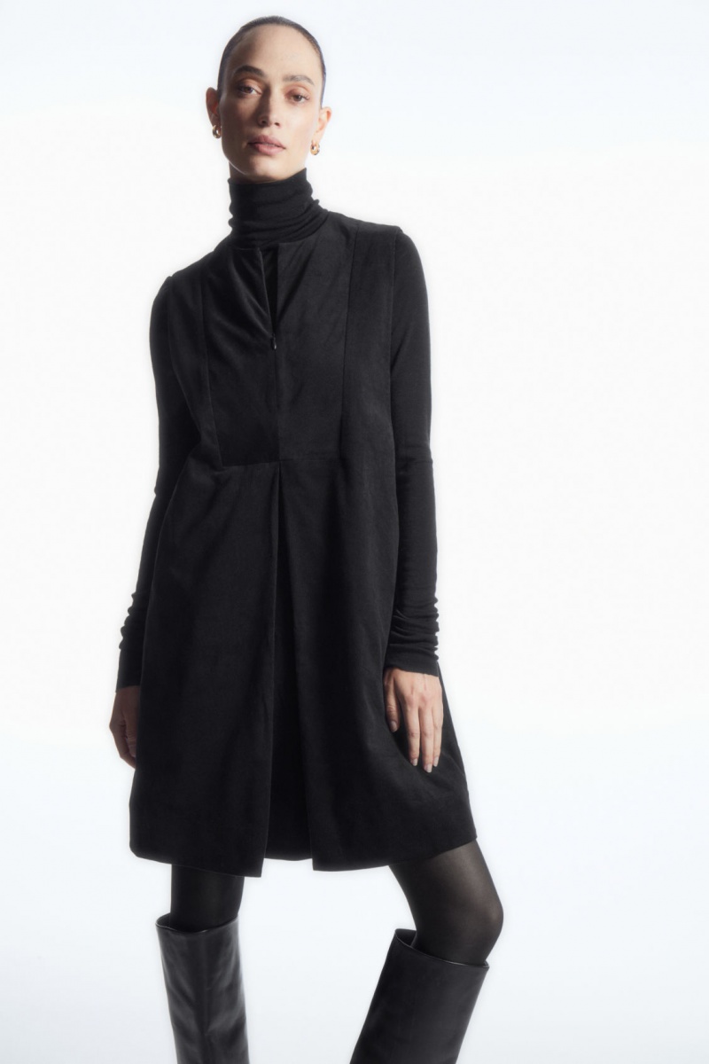 Dámské Šaty COS Plisovaný Corduroy Mini Černé | EFOW-43687