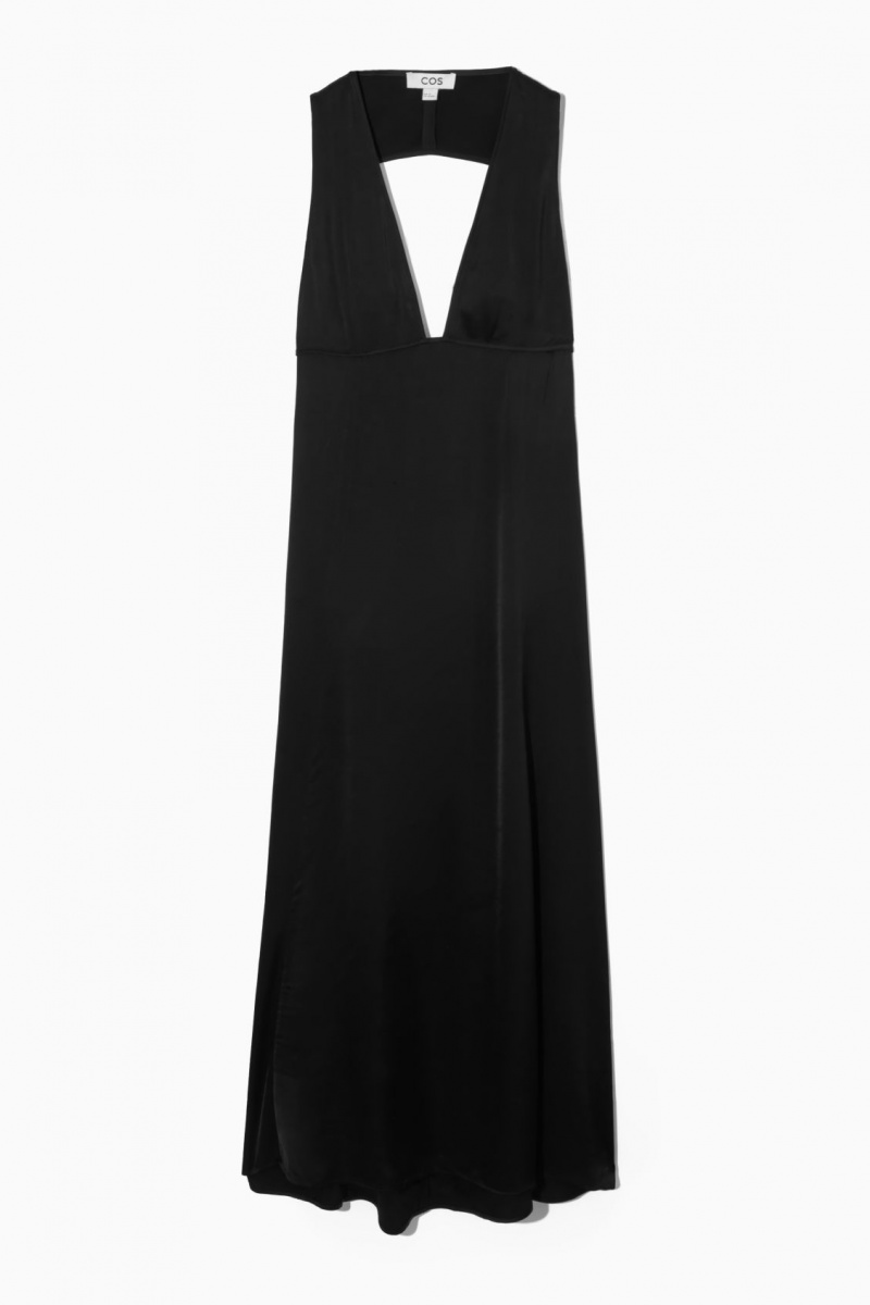 Dámské Šaty COS Plunge Open-Back Maxi Černé | IAJR-62598