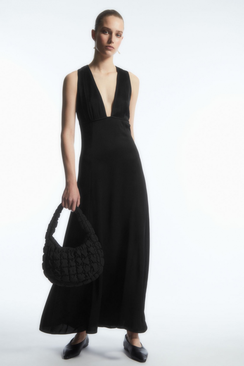 Dámské Šaty COS Plunge Open-Back Maxi Černé | IAJR-62598