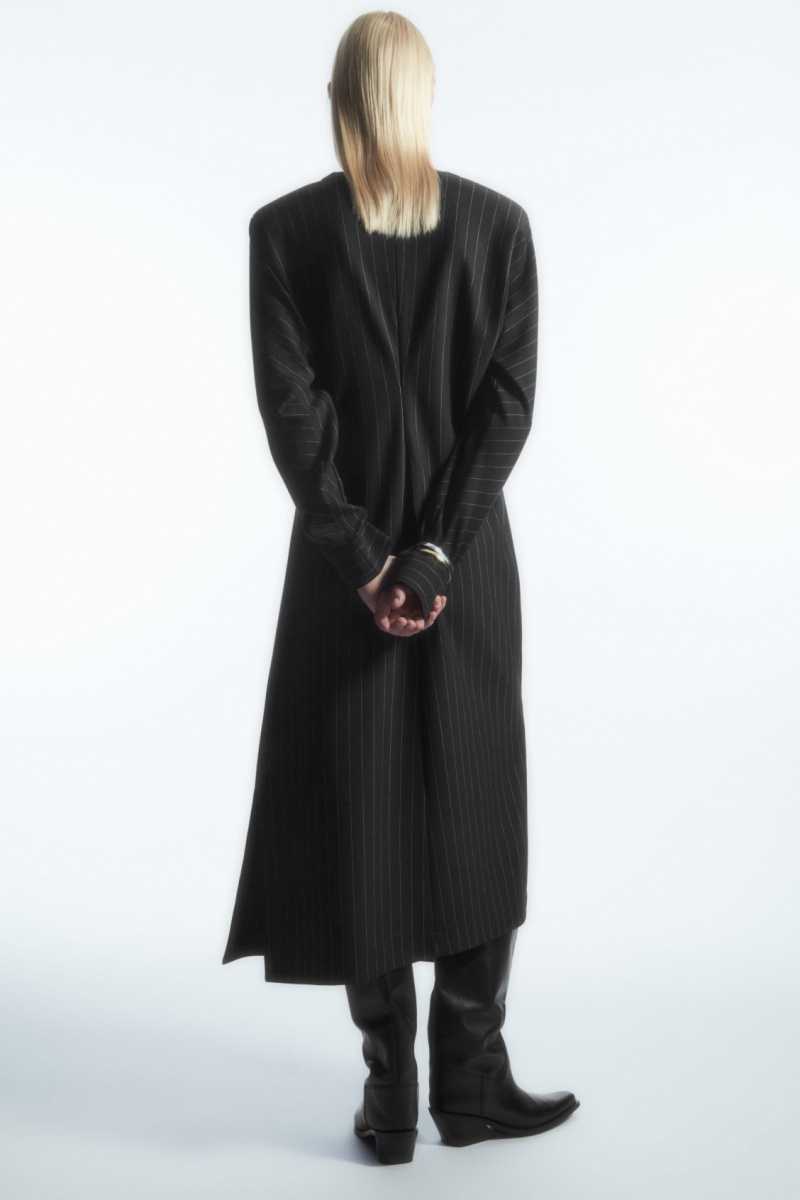 Dámské Šaty COS Power-Shoulder Midi Černé | XHOS-98021
