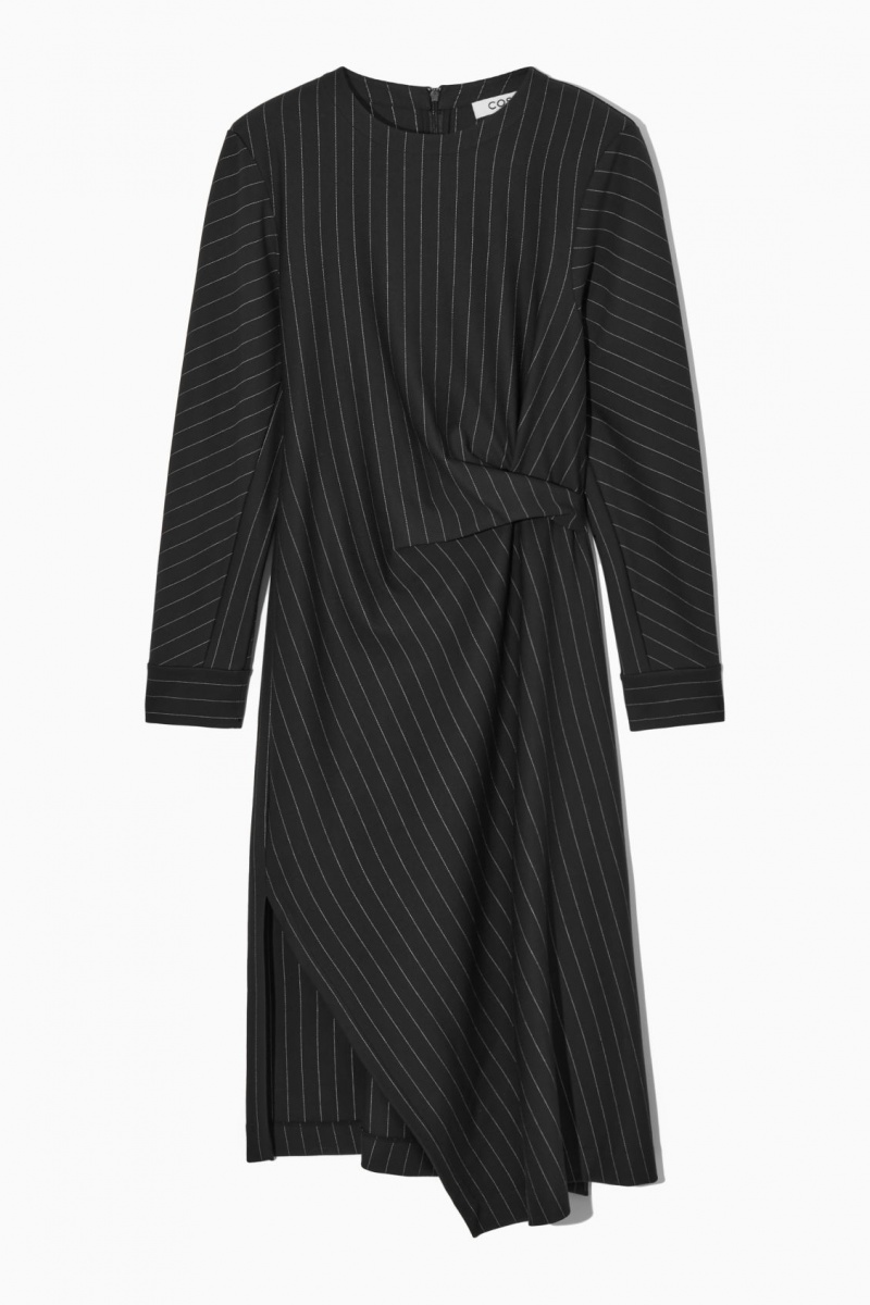 Dámské Šaty COS Power-Shoulder Midi Černé | XHOS-98021