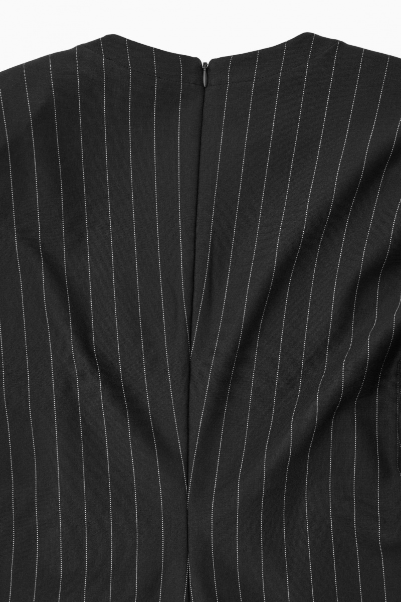 Dámské Šaty COS Power-Shoulder Midi Černé | XHOS-98021