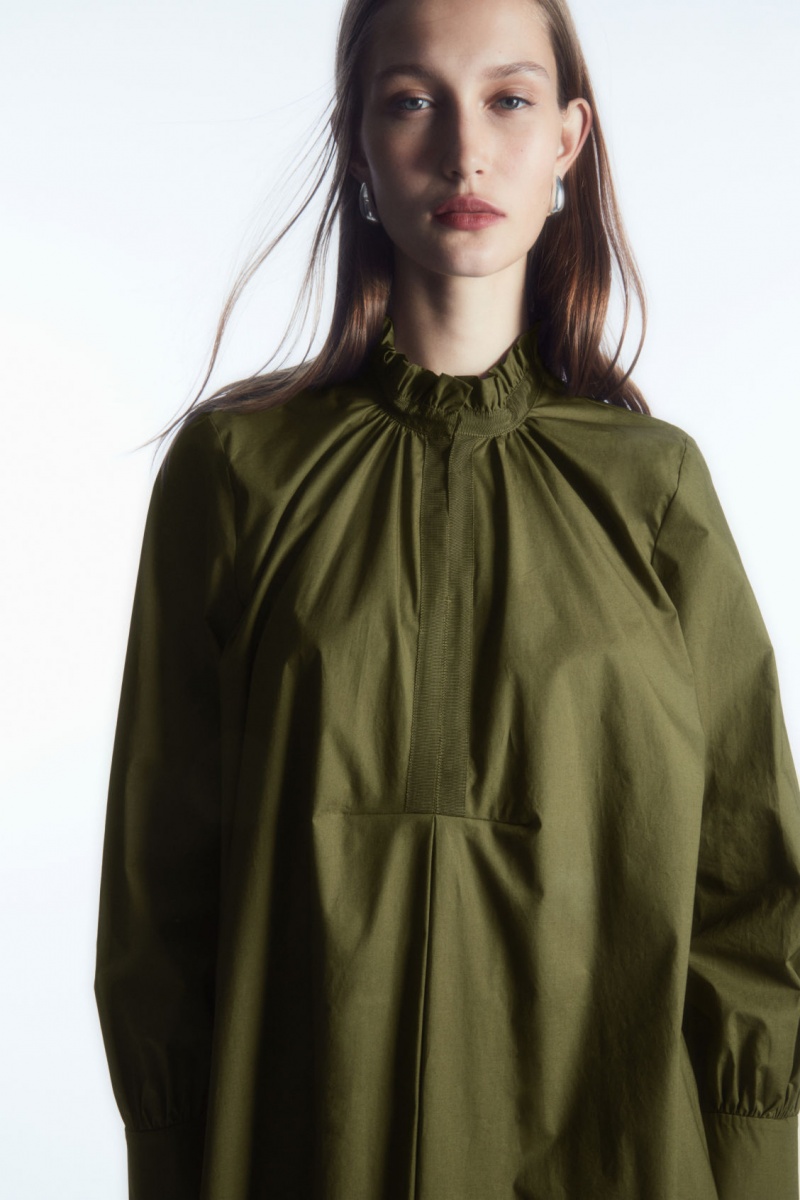 Dámské Šaty COS Ruffled-Collar Mini Hnědožlutý | DEQM-42579