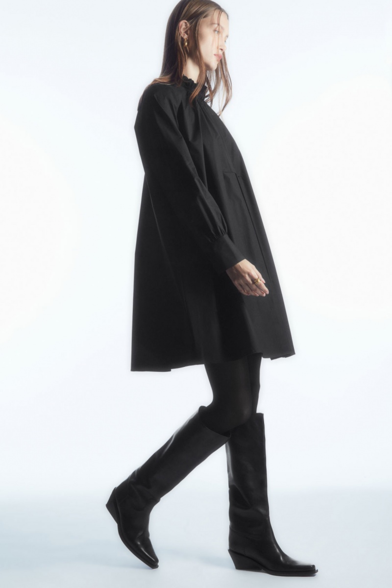 Dámské Šaty COS Ruffled-Collar Mini Černé | ECNO-42758