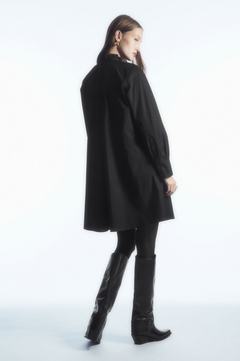 Dámské Šaty COS Ruffled-Collar Mini Černé | ECNO-42758