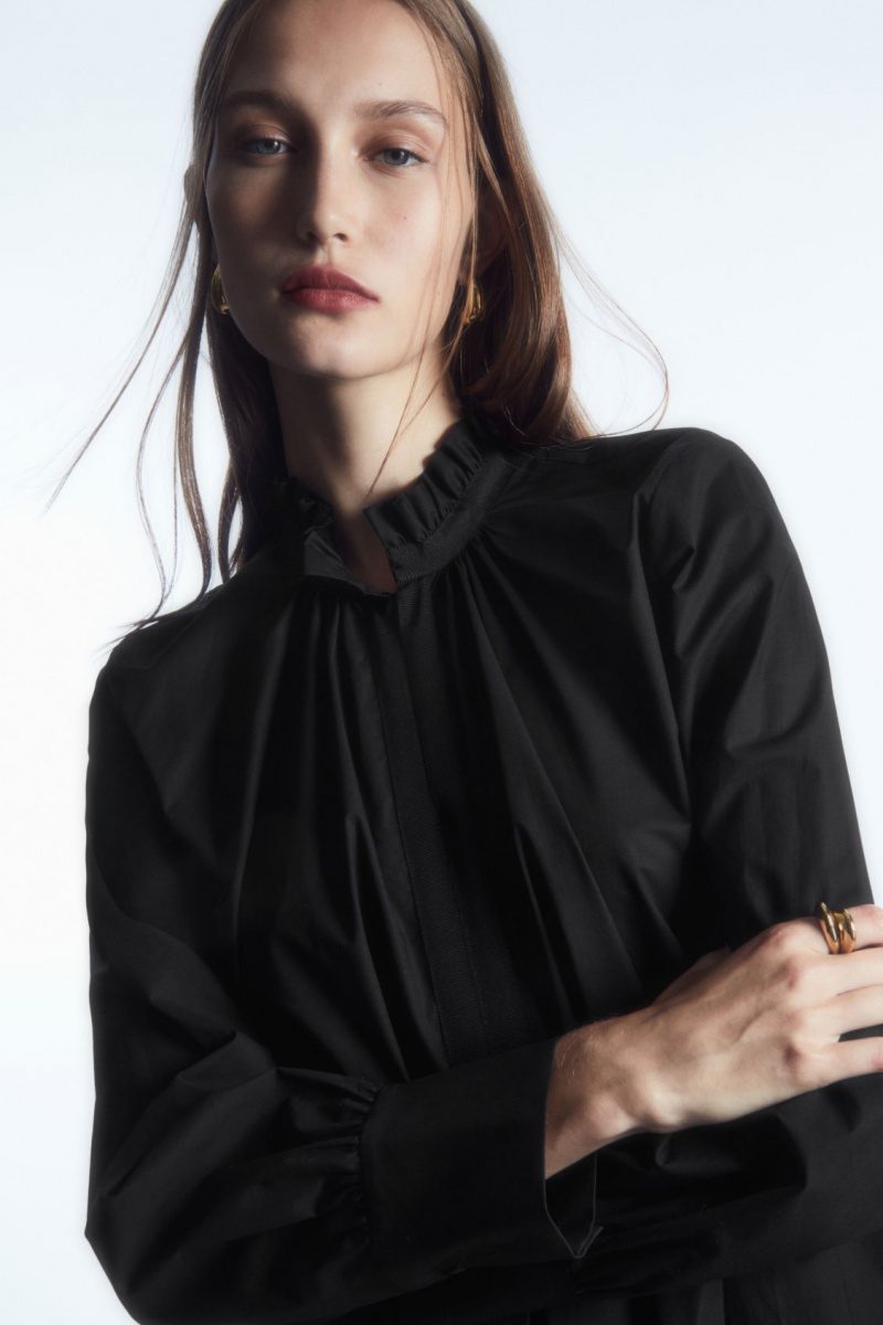 Dámské Šaty COS Ruffled-Collar Mini Černé | ECNO-42758