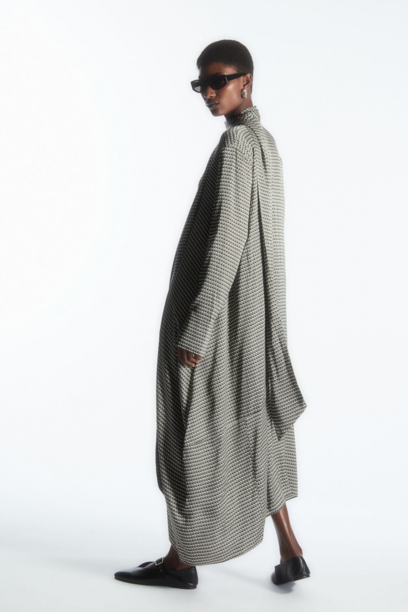 Dámské Šaty COS Scarf-Detail Maxi Černé Bílé | RBAM-32719