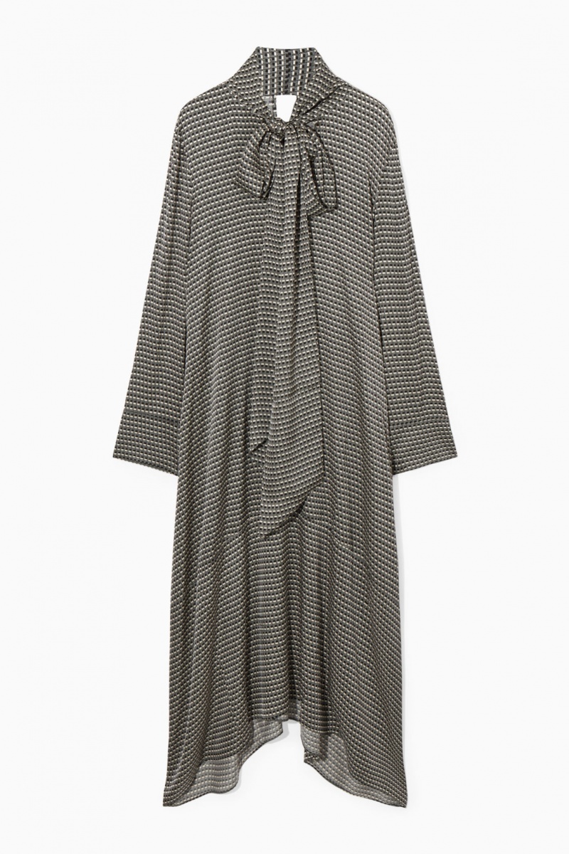 Dámské Šaty COS Scarf-Detail Maxi Černé Bílé | RBAM-32719