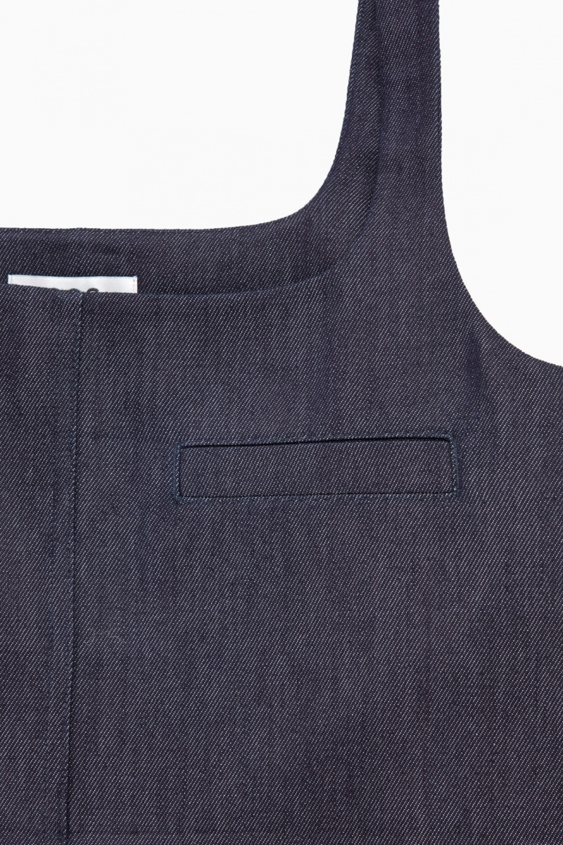 Dámské Šaty COS Square-Neck Denim Mini Tmavě Blankyt | VAGO-18496
