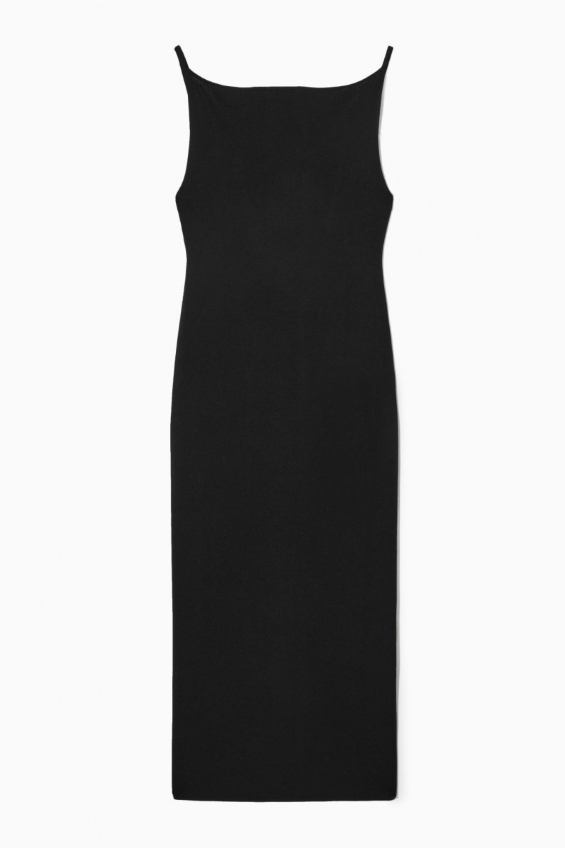 Dámské Šaty COS Square-Neck Pletené Midi Slip Černé | ISVQ-50746