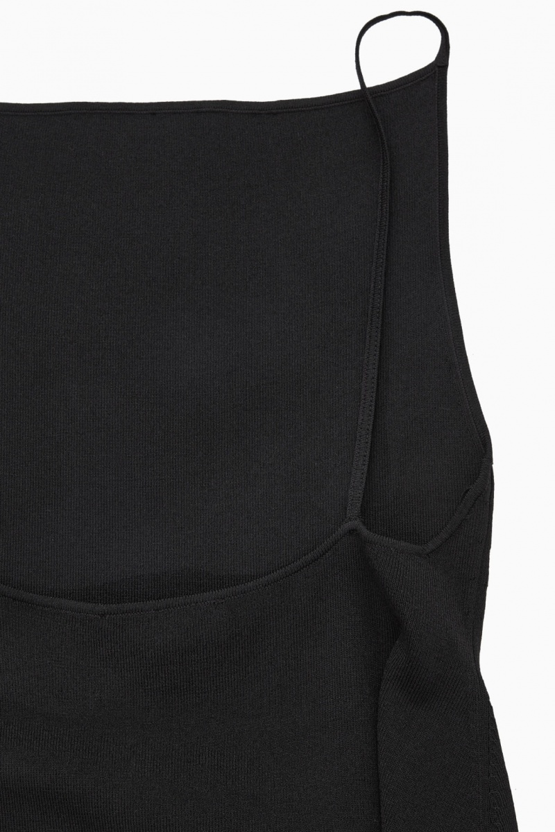 Dámské Šaty COS Square-Neck Pletené Midi Slip Černé | ISVQ-50746