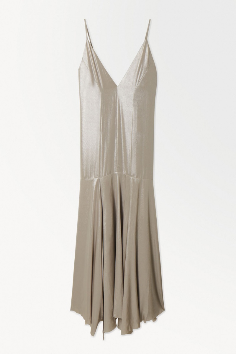 Dámské Šaty COS The Metallic Flared Slip Stříbrné | KVMX-32058