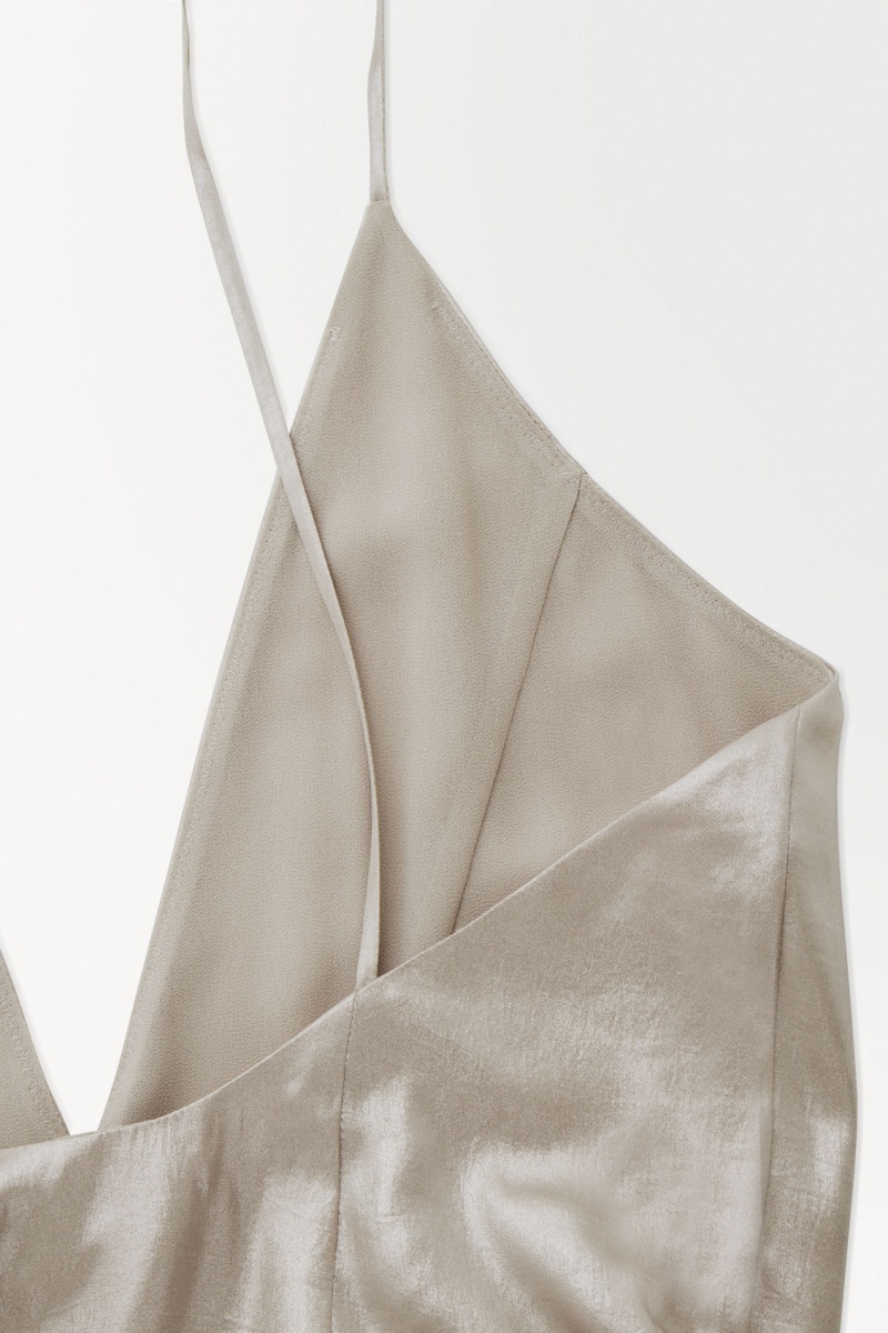 Dámské Šaty COS The Metallic Flared Slip Stříbrné | KVMX-32058