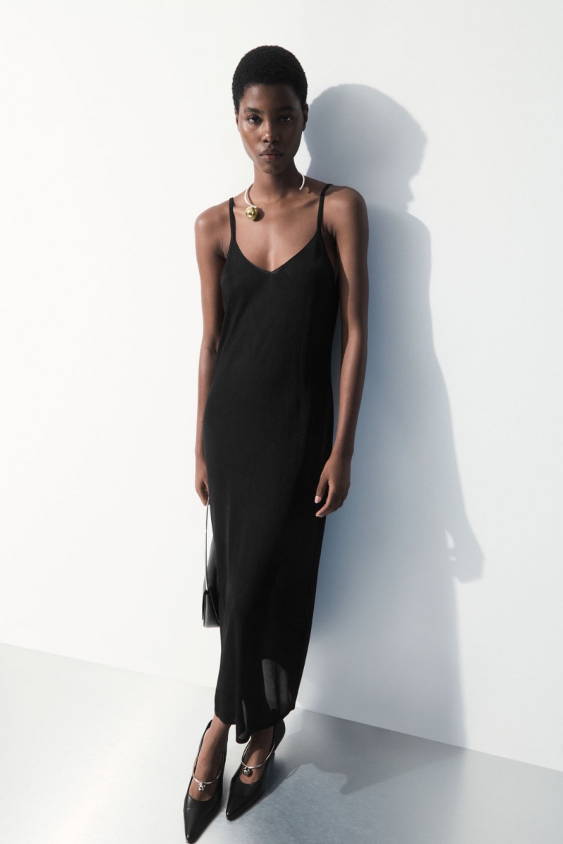 Dámské Šaty COS The Sheer Pletené Slip Černé | KLEV-78941