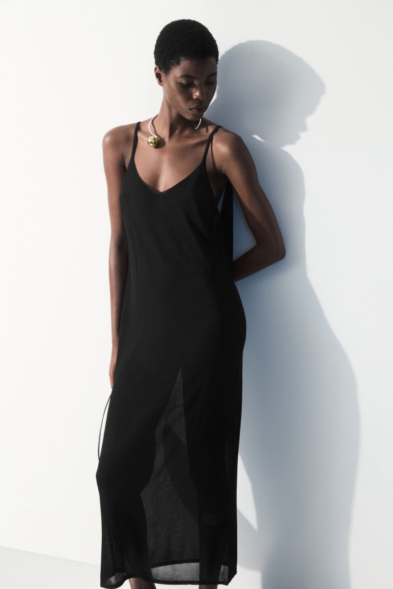 Dámské Šaty COS The Sheer Pletené Slip Černé | KLEV-78941