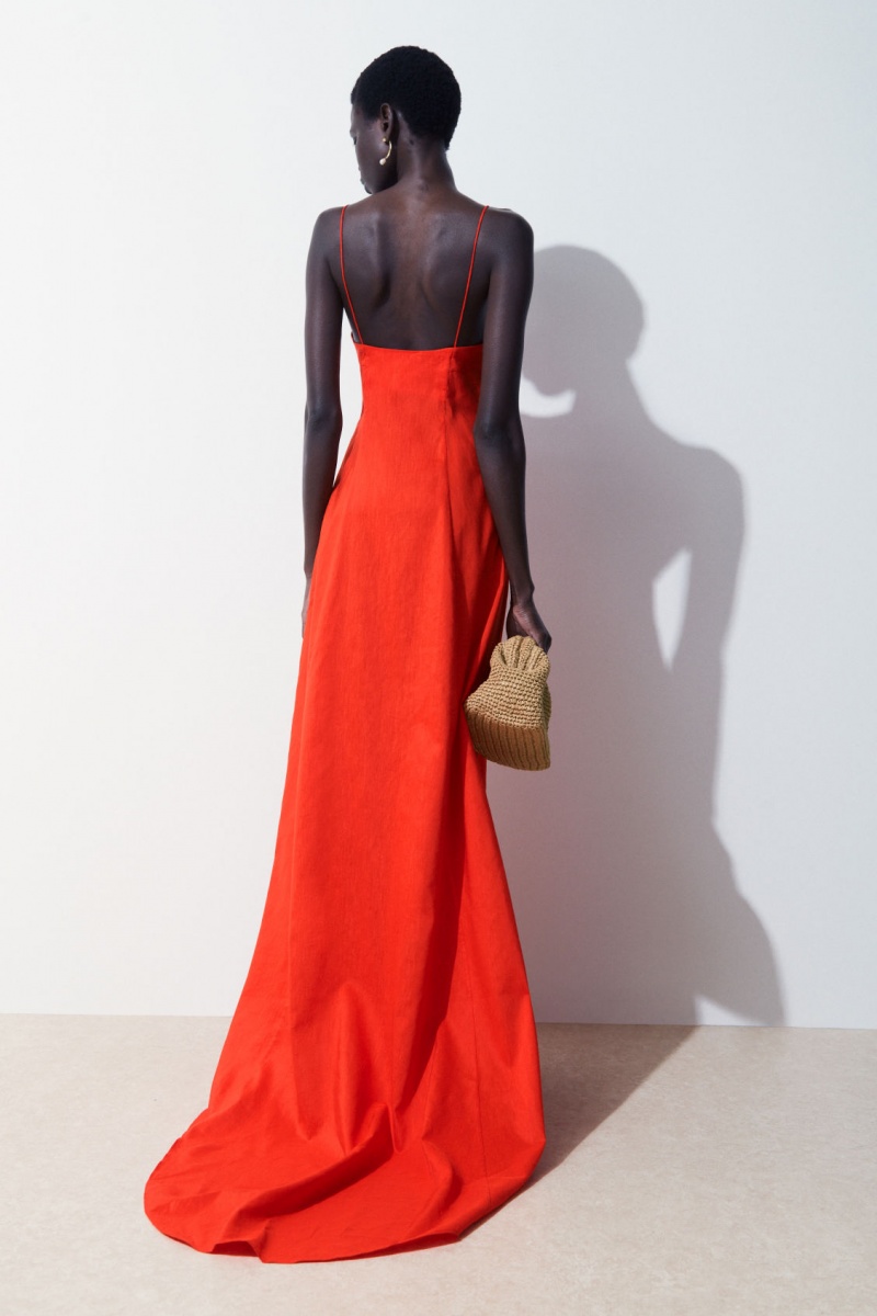Dámské Šaty COS The V-Neck Linen Maxi Světle Oranžové | JQLI-47251