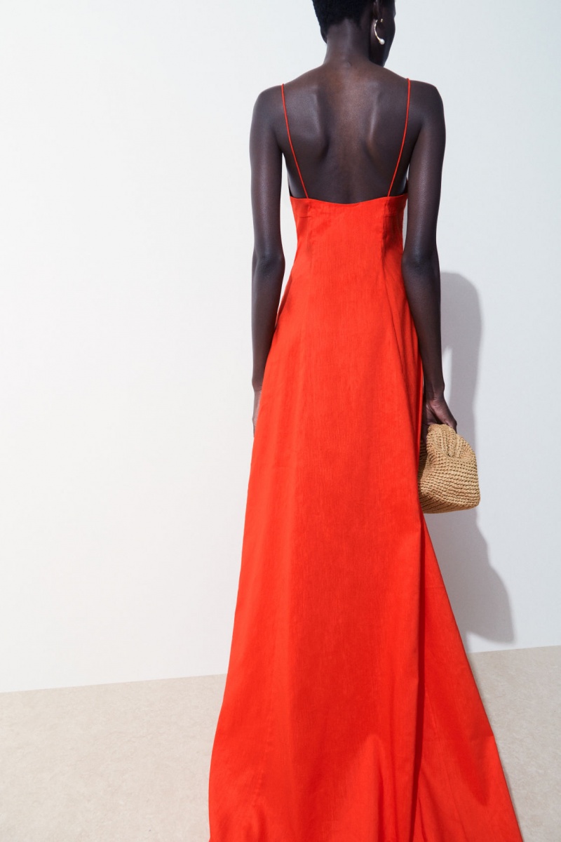 Dámské Šaty COS The V-Neck Linen Maxi Světle Oranžové | JQLI-47251