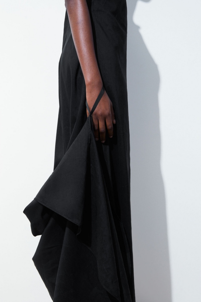 Dámské Šaty COS The V-Neck Linen Maxi Černé | KPOA-16028