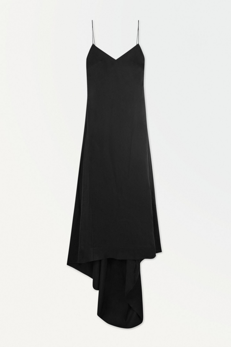 Dámské Šaty COS The V-Neck Linen Maxi Černé | KPOA-16028