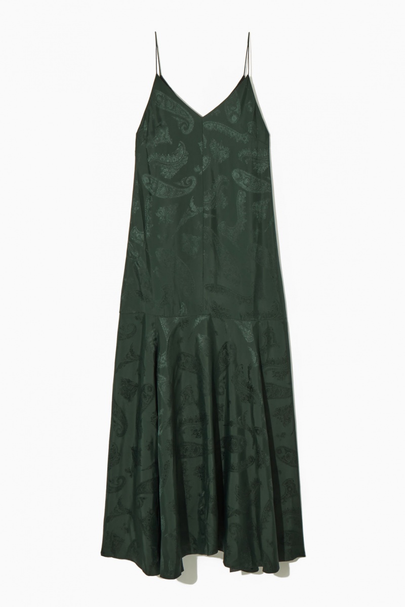 Dámské Šaty COS Tiered Paisley-Jacquard Silk Maxi Tmavě Zelene | RPDU-35486