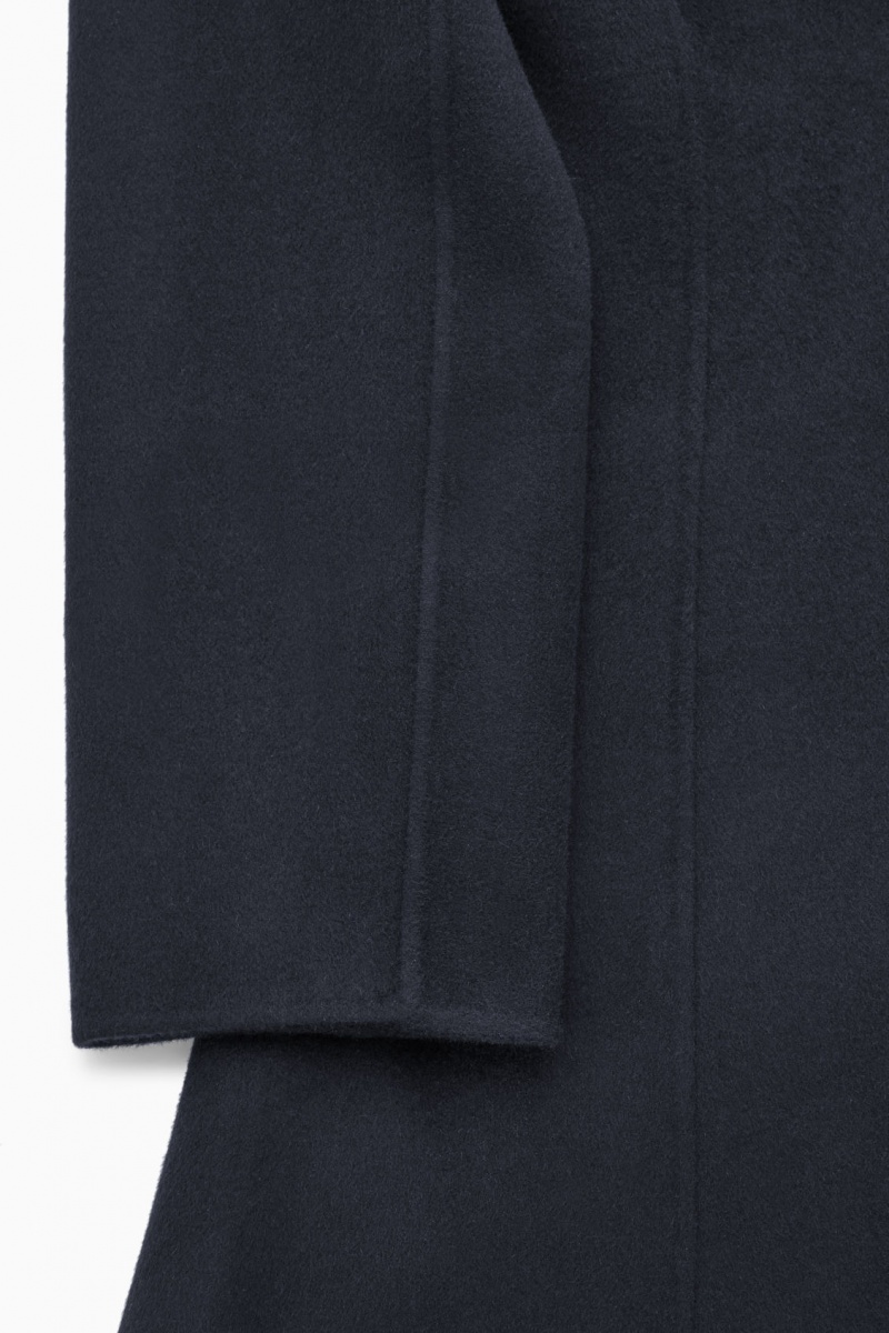 Dámské Šaty COS V-Neck Double-Faced Vlna Tmavě Blankyt | ZSLC-25478