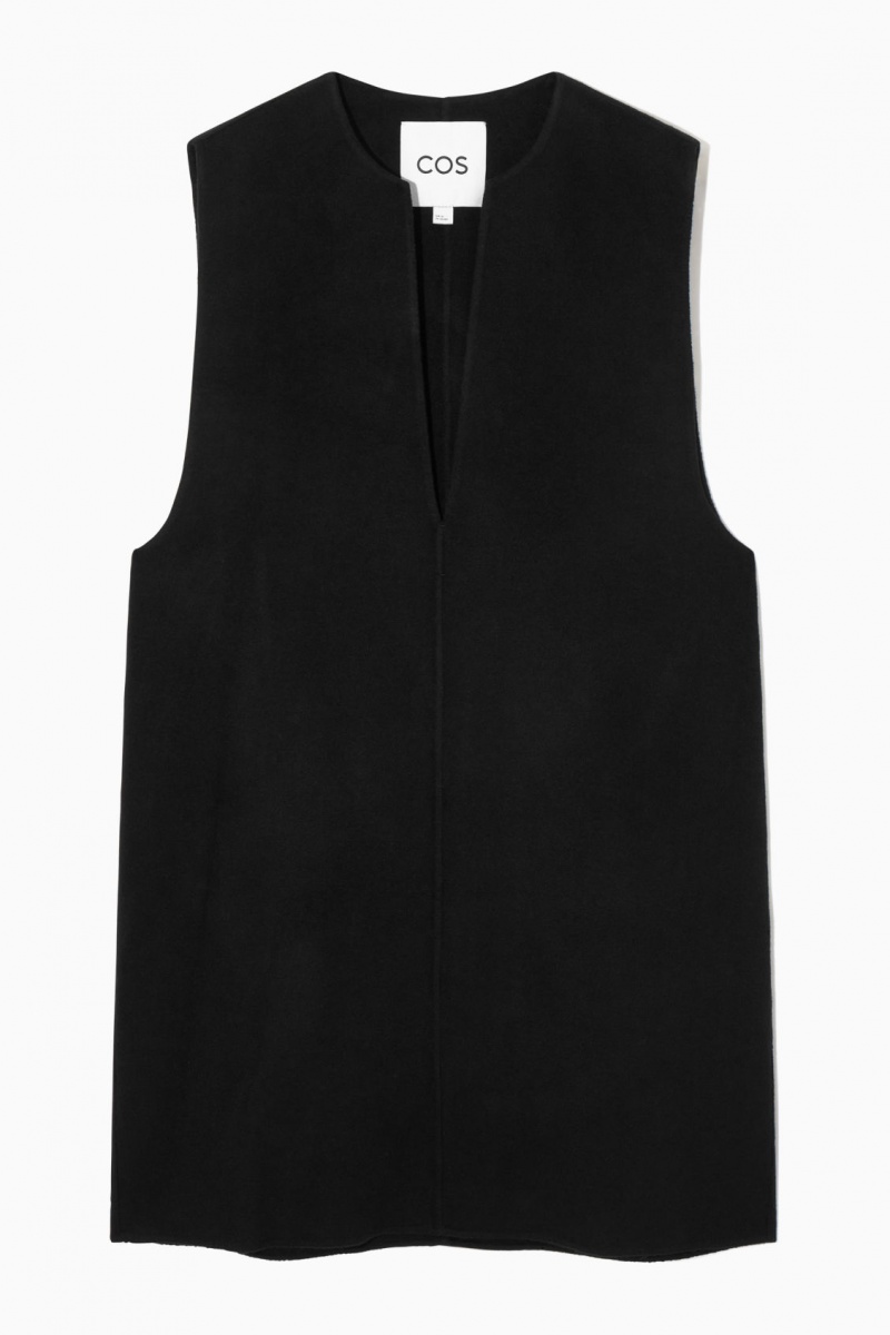 Dámské Šaty COS V-Neck Double-Faced Vlna Černé | CPGO-53961